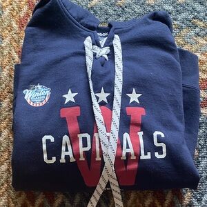 Reebok Navy Capitals Hoodie with Red and White Accents